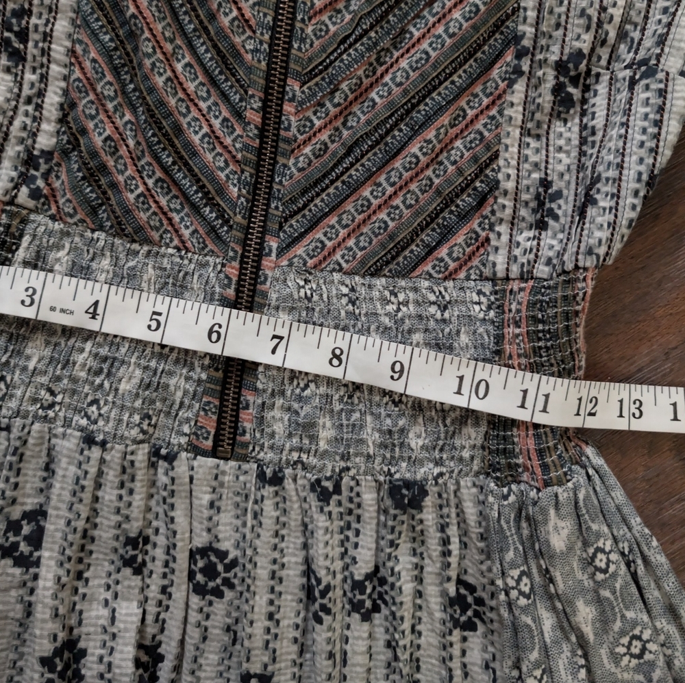 Boho Artisan Market Sleeveless Midi Dress – Patchwork Green Blue Cream Mauve S - Picture 5 of 14